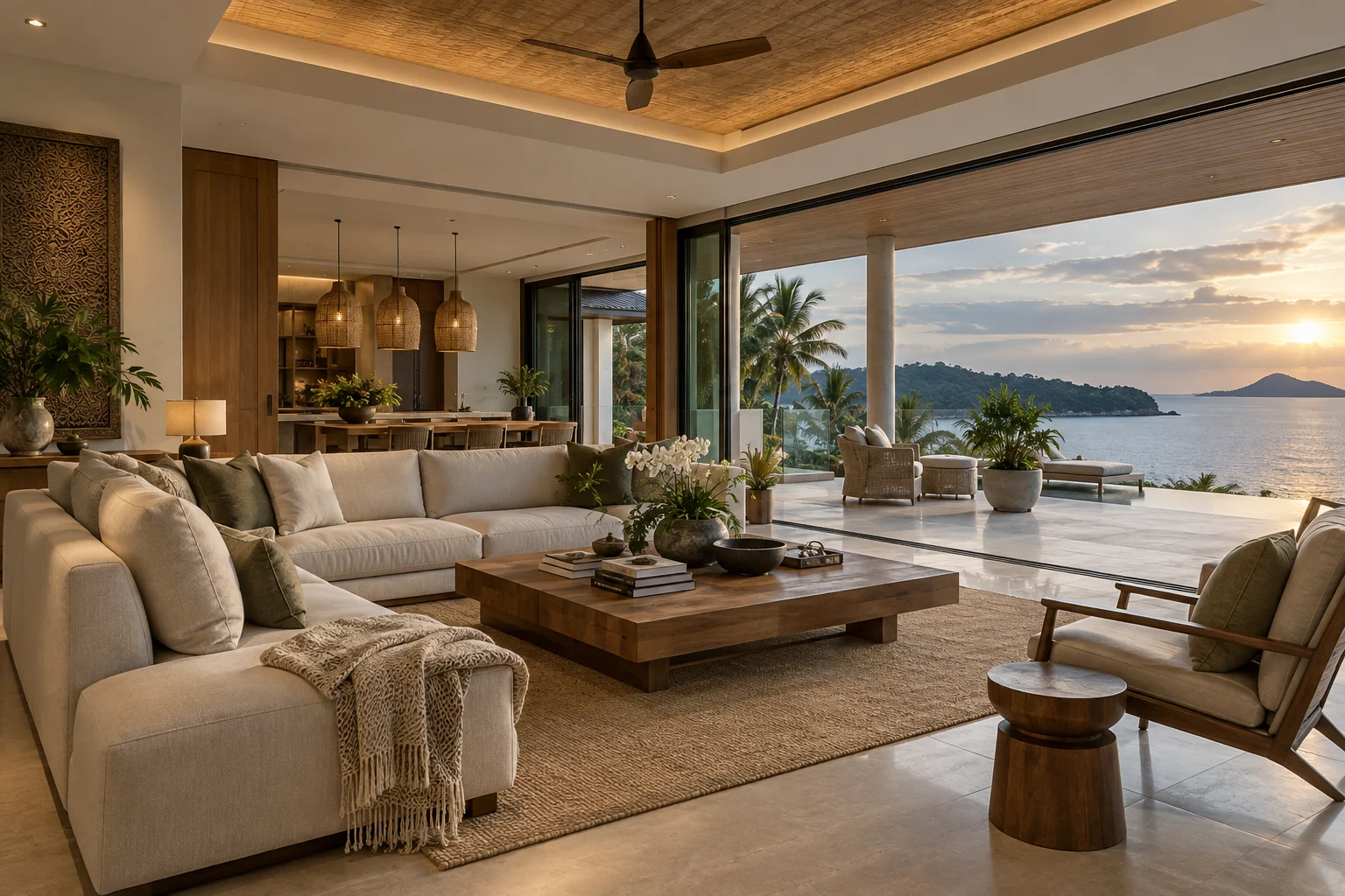 Luxury tropical villa interior in Phuket